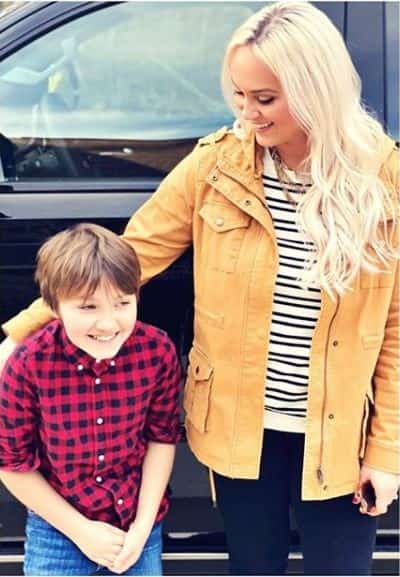 Brittany Favre with her son Parker Brett